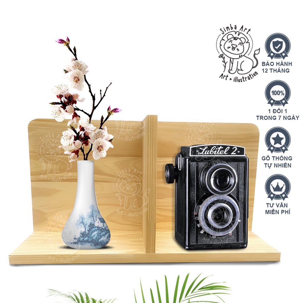 Kệ gỗ thông tự nhiên trang trí, kệ sách treo tường hoặc để bàn