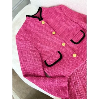 Mã sale áo dạ tweed Hồng cổ tàu hot hit