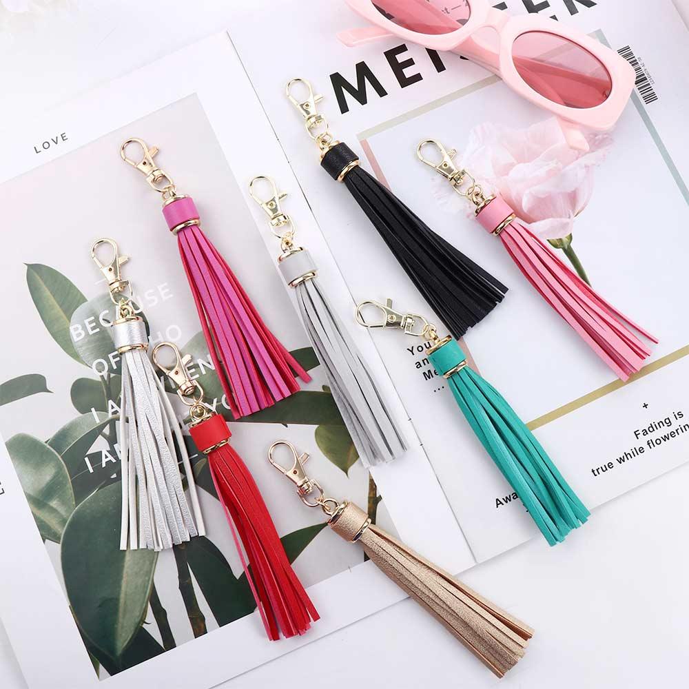 Móc Khóa Tua Rua Chất Liệu Da PU Trang Trí Túi Xách