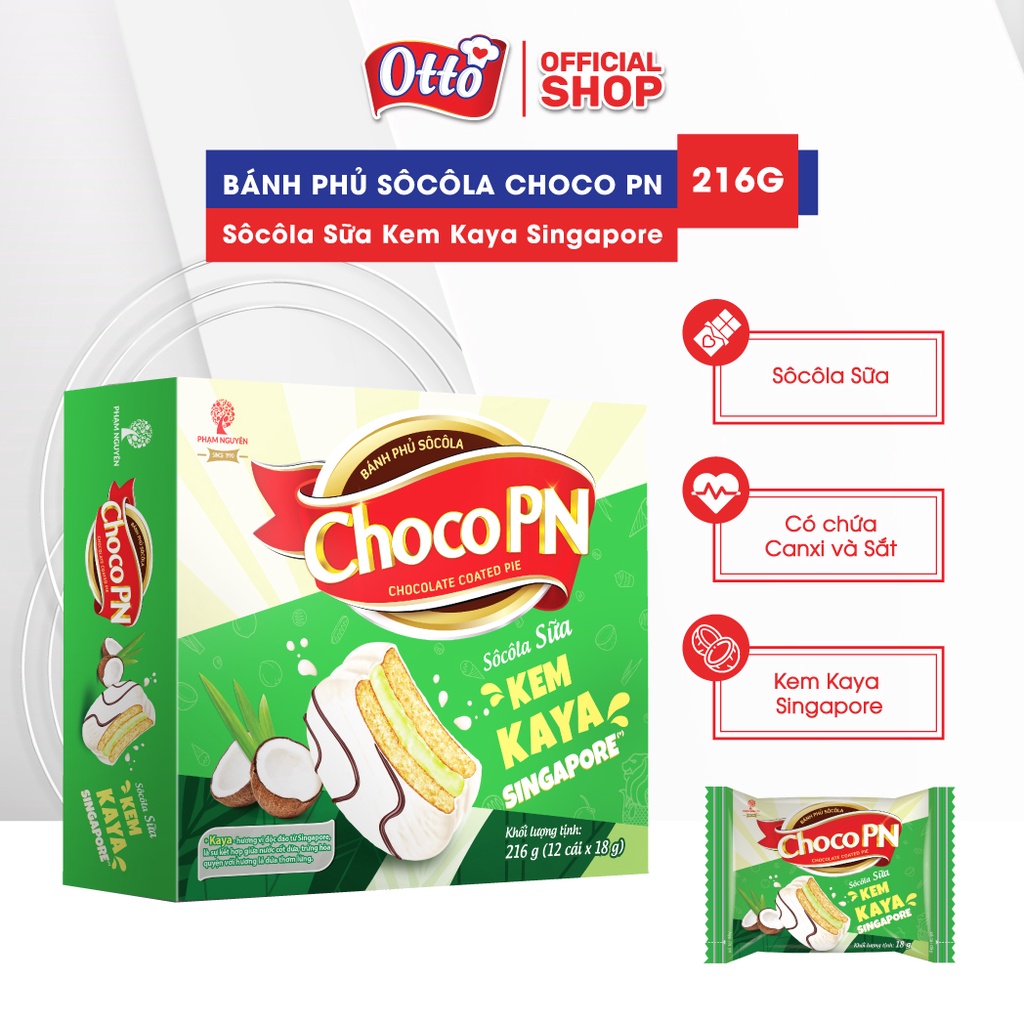 Bánh phủ socola Choco PN Kem Kaya 216G | Bánh ăn vặt Socola | Đồ ăn vặt