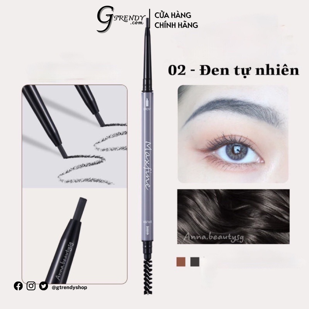 Chì Kẻ Mày Maxfine 2 Đầu Mảnh Dễ Kẻ 6 Màu Chống Thấm Nước Lâu Trôi Sắc GTRENDY