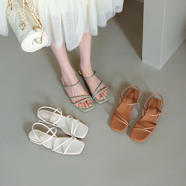 Giày Sandal Da Mềm Đế Bằng Cột Dây Kiểu Pháp Thời Trang Mùa Hè