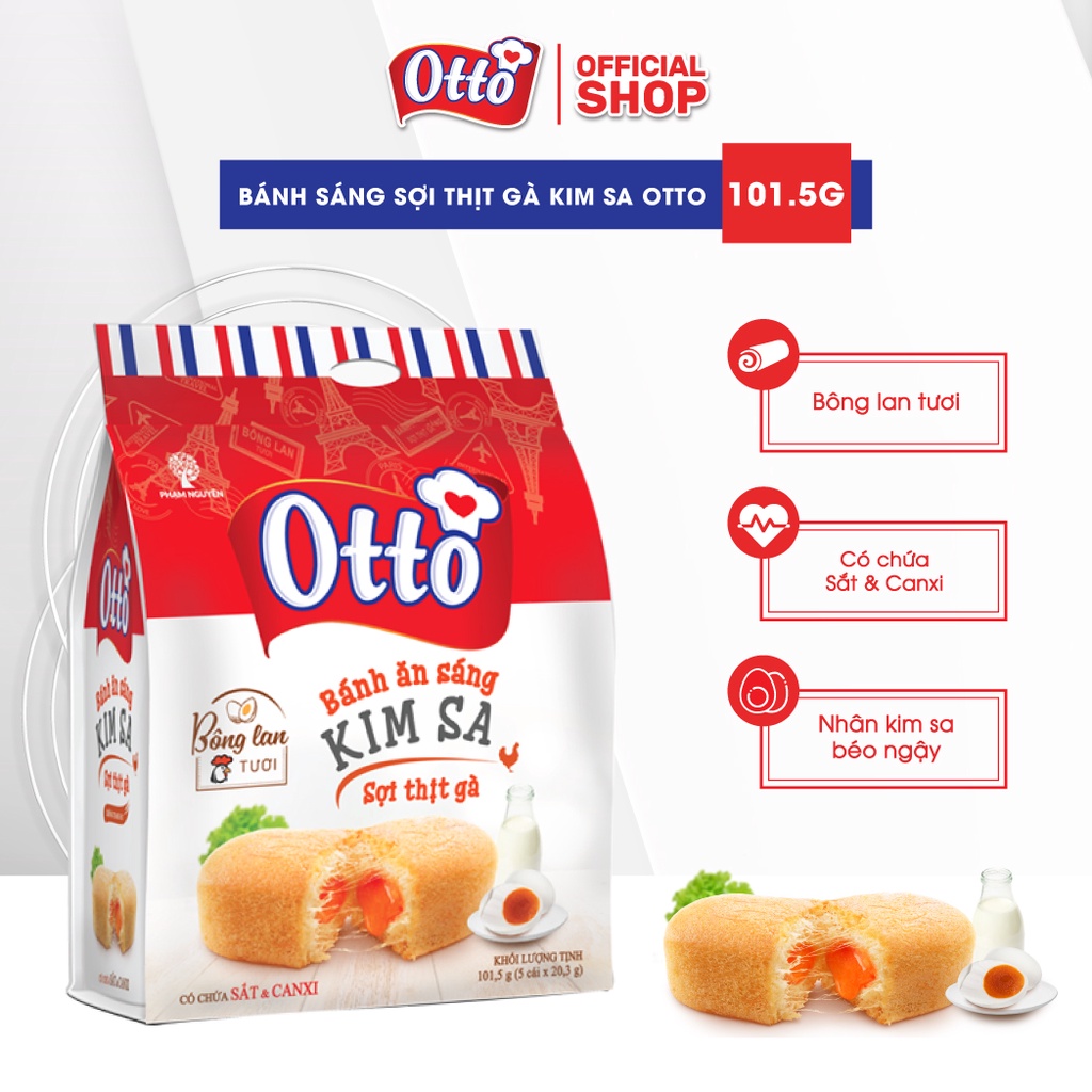 CHÍNH HÃNG Bánh ăn sáng sợi thịt gà kim sa - Otto 101.5g