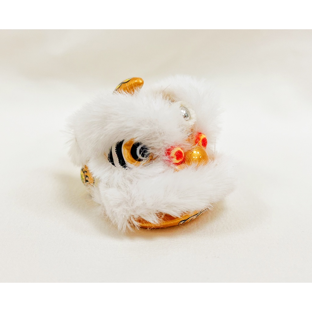 毛毛-香槟白 Móc Khóa Resin Hình Sư Tử Nhảy Múa Thời Trang