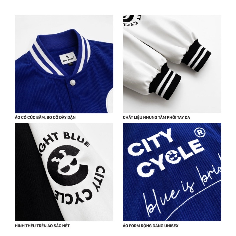 Áo khoác bomber varsity jacket Bright Jiang Store- Áo khoác bóng chày unisex form rộng chất dày dặn