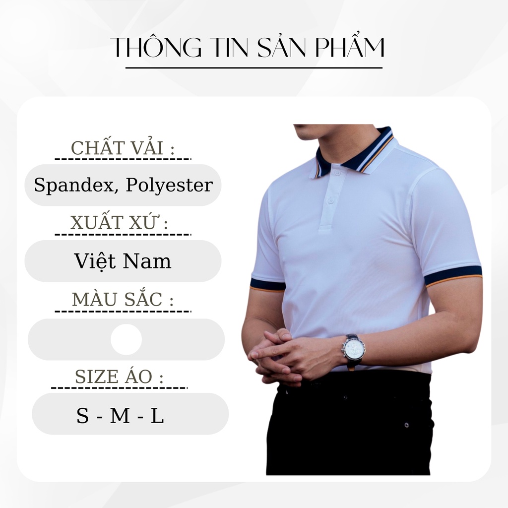 Áo thun polo nam trắng tay ngắn form slimfit HUDOMAN vải Poly Pique chống nhăn, bền màu thấm hút mồ hôi AOPOLO-008