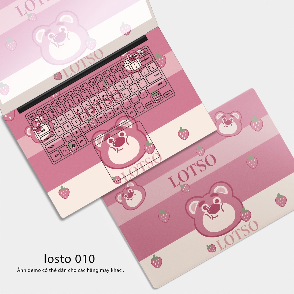 Dán Laptop Mẫu Losto- Gấu Dâu - Skin Dán Laptop Cắt Sẵn Theo Kích Thước Từng Máy