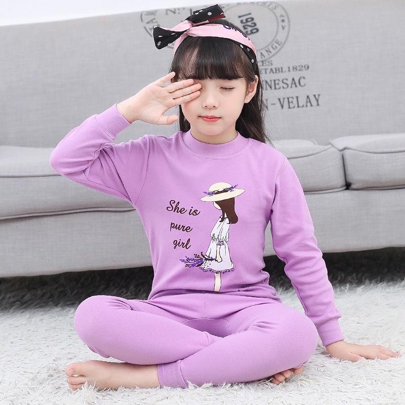 YAOEENH Bộ Đồ Ngủ Cotton Tay Dài 120-160cm Thời Trang Mùa Thu Cho Bé