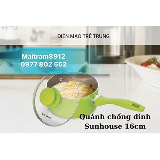 QUÁNH CHỐNG DÍNH SUNHOUSE/ELMICH 16cm ĐÁY TỪ, dùng được bếp điện từ