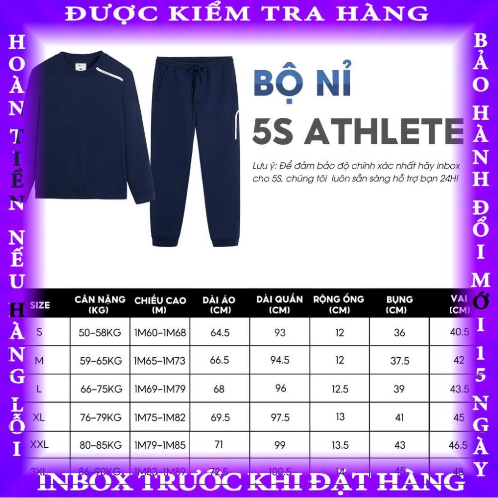 Bộ Quần Áo Nỉ Nam 5S (5 màu), Vải Cotton USA Cao Cấp, Mềm Mại, Không Bai Xù, Co Giãn Thoải Mái (02-BNI22036) letuan