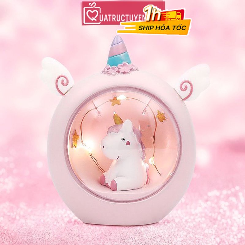 Đèn trang trí để bàn kỳ lân thú cưng dễ thương (hồng/xanh) - Quà tặng valenine bạn gái, đồng nghiệp sinh nhật