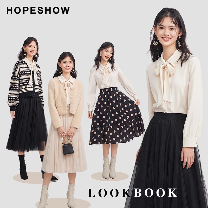 Áo sơ mi phối nơ Hopeshow