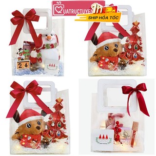 Bộ quà Giáng sinh túi quà Noel trong suốt gồm người tuyết, tuần lộc giáng sinh tặng bạn gái, đồng nghiệp