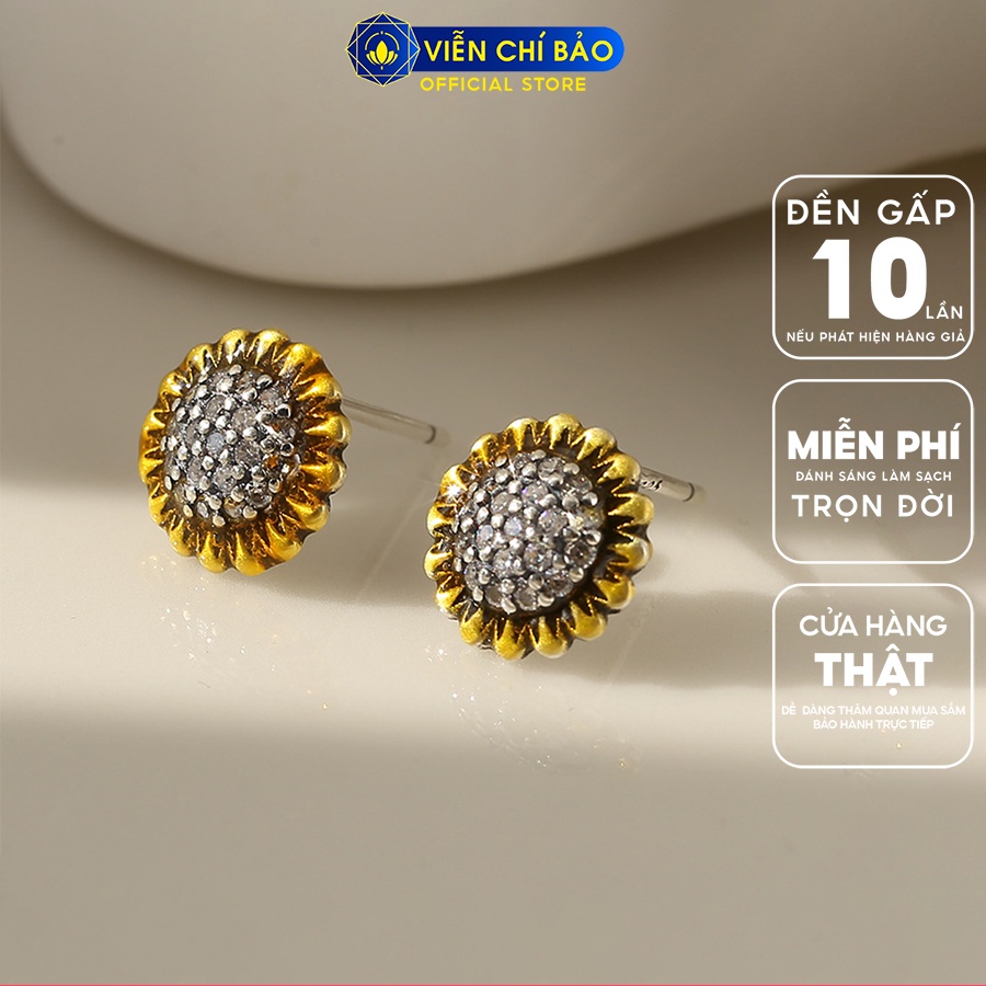 Bông tai bạc nữ Hoa Hướng Dương chất liệu bạc Thái 925 thời trang phụ kiện trang sức Viễn Chí Bảo B000070