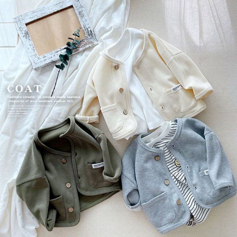 Áo Khoác Cardigan Dáng Rộng Cổ Tròn Thoải Mái Đa Năng Cho Bé Trai Và Gái Mới