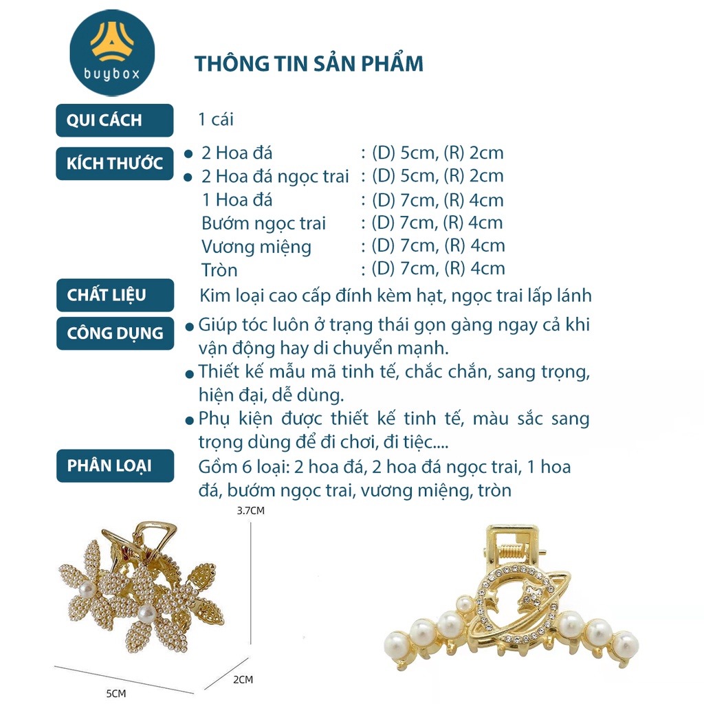 Kẹp tóc kiểu Hàn Quốc nhiều mẫu mã, đính đá tinh xảo, sang trọng - Buybox - BBPK321