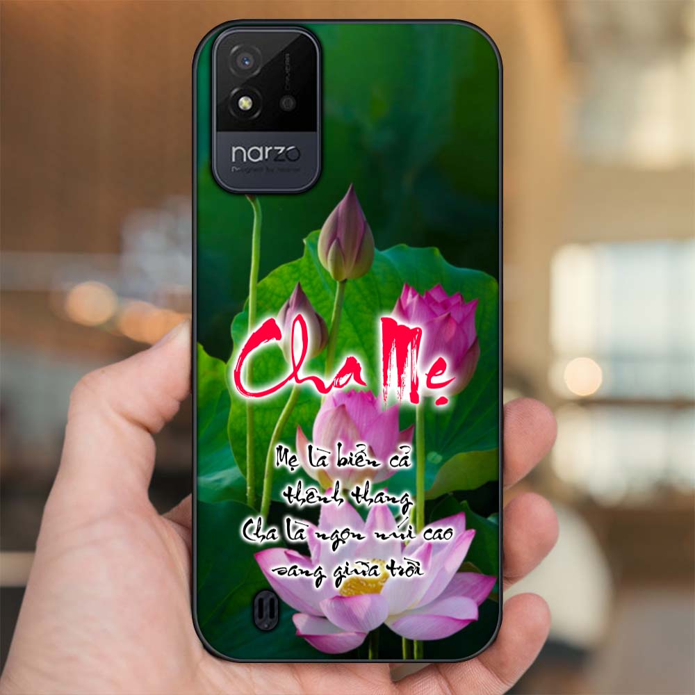 Ốp lưng Realme Narzo 50i viền đen in hình Thư Pháp Cha Mẹ
