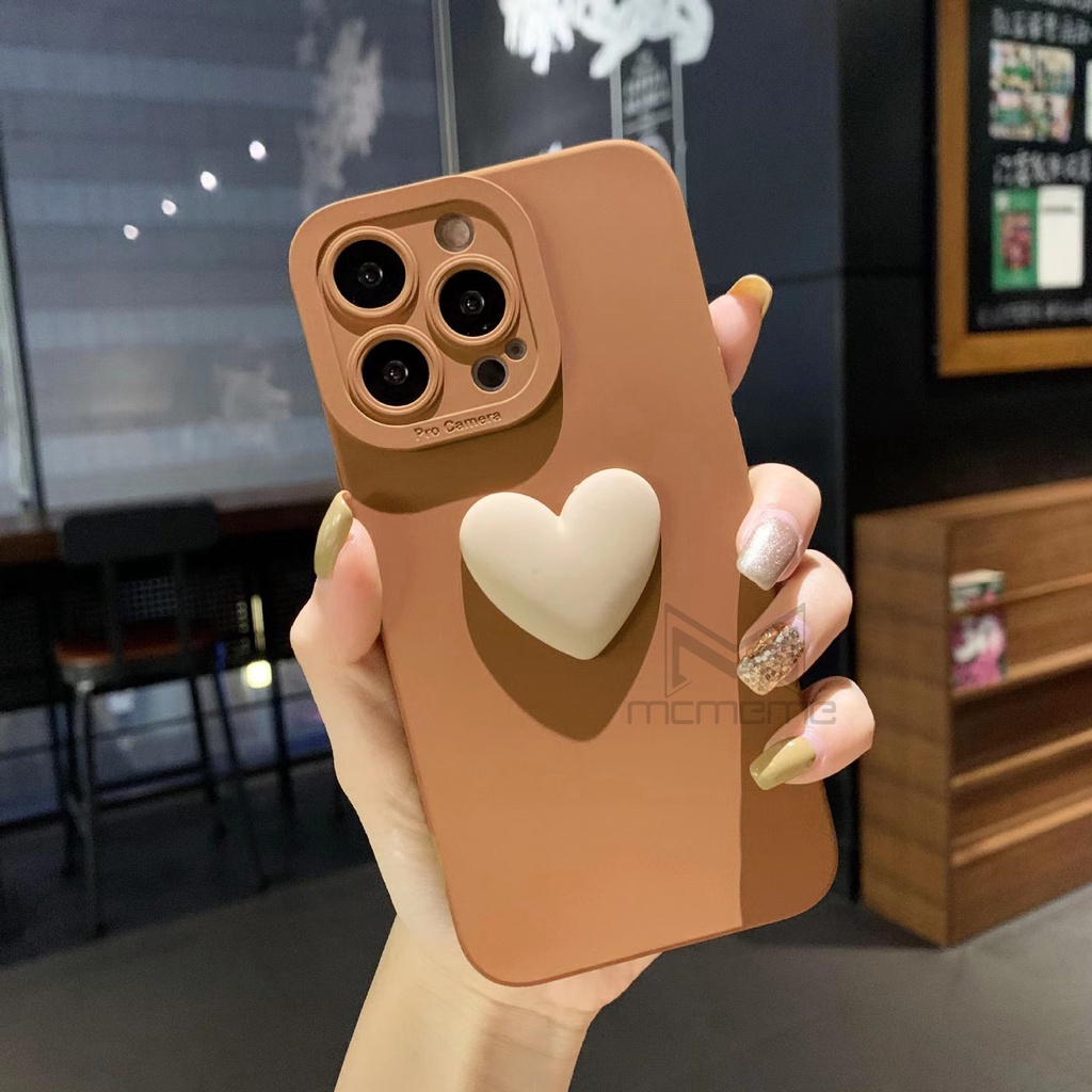 Ốp Điện Thoại Silicon Dẻo Viền Thẳng Họa Tiết Trái Tim 3D Dễ Thương Cho OPPO Realme 11 Realme 10 Pro