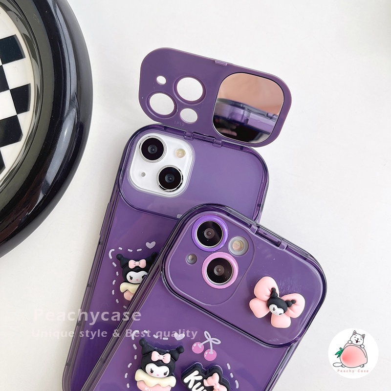 Ốp Điện Thoại TPU Mềm Có Gương Trang Điểm Hình Kouromi 3D Cho iPhone 14 13 12 11 Pro Max Xr Xsmax 13pro