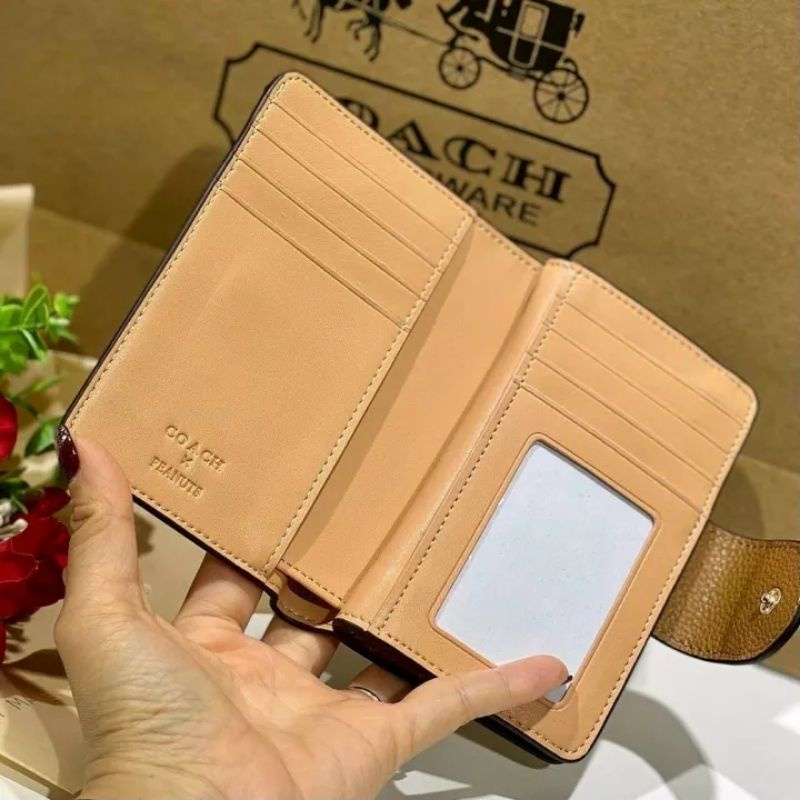Ví Coac.h X Peanut wallet zip da thật siêu cưng
