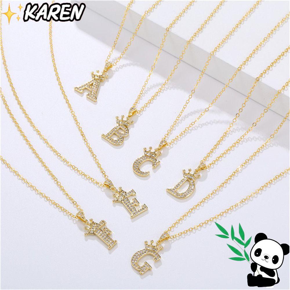 Vòng cổ Mạ Vàng 18K Mặt Hình Vương Miện Thời Trang|Bảng Chữ Cái Mạ 26 Chữ Cái