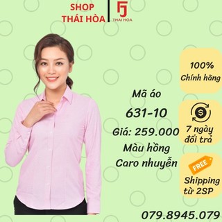 Áo sơ mi Thái Hoà caro màu hồng trẻ trung năng động 631-10-01