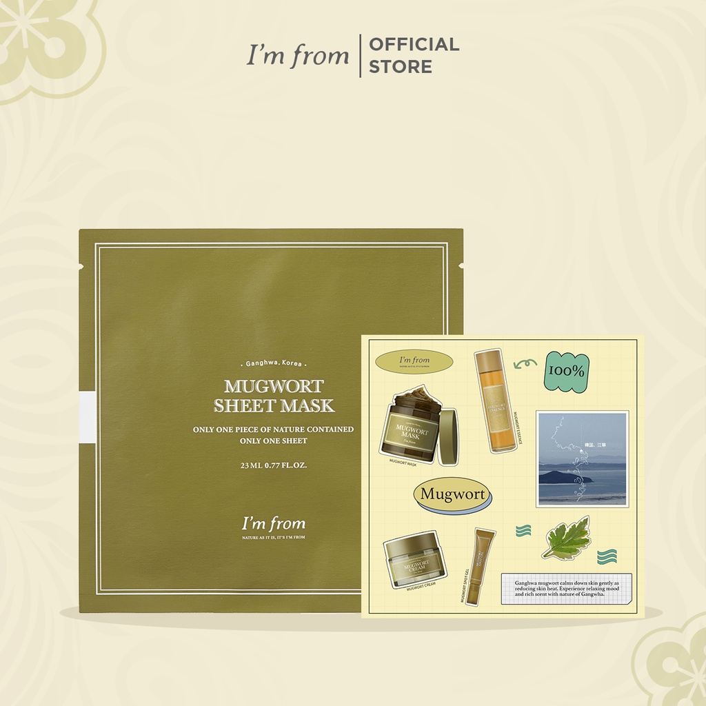 [HÀNG TẶNG KHÔNG BÁN] I'm from sticker mugwort line + 1 I'm From Mặt nạ giấy Mugwort Sheet mask 23ml