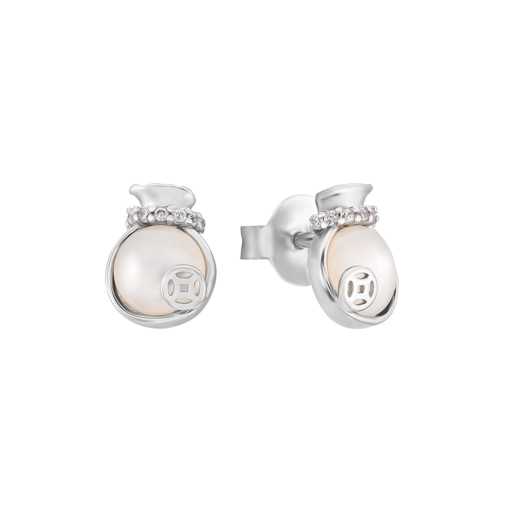 Bông tai Bạc đính Mother of Pearl PNJSilver PMXMW060004