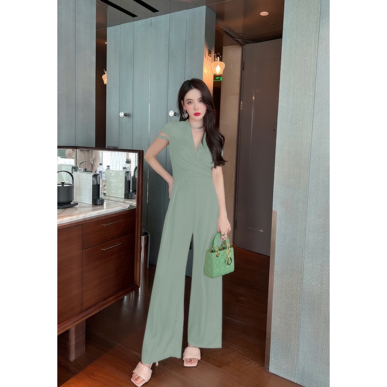 Jumpsuit dáng dài jum dài ống suông đắp chéo bụng xinh xắn J1216 | BigBuy360 - bigbuy360.vn