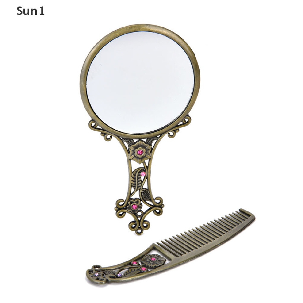Set 2 Gương Trang Điểm Cầm Tay Bằng Đồng Thiết Kế Rỗng