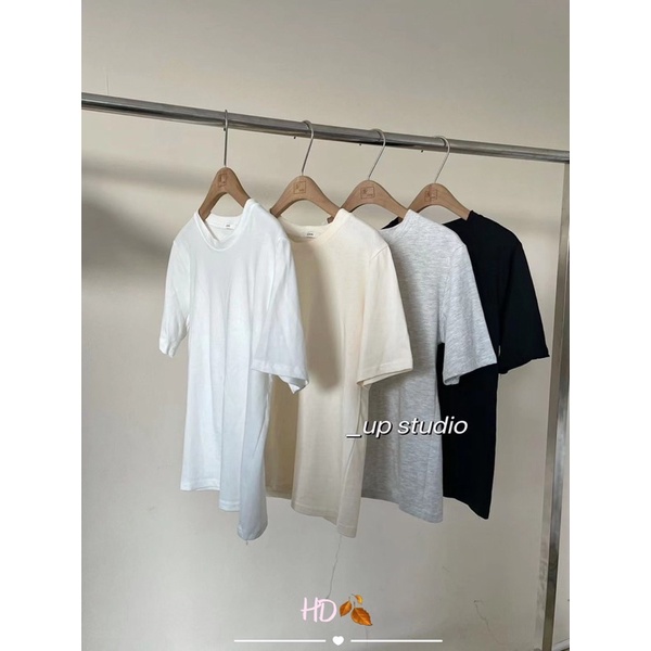 Áo thun trơn nữ basic cổ tròn chất mịn from dáng vừa hàng QC - hàng có sẵn