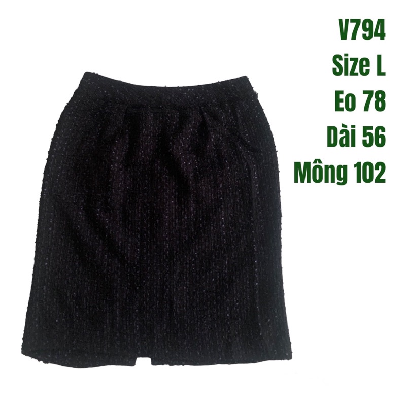 Chân váy bút chì V794 form ngắn chất dạ tweed dày dặn 2hand Nhật si tuyển ảnh thật
