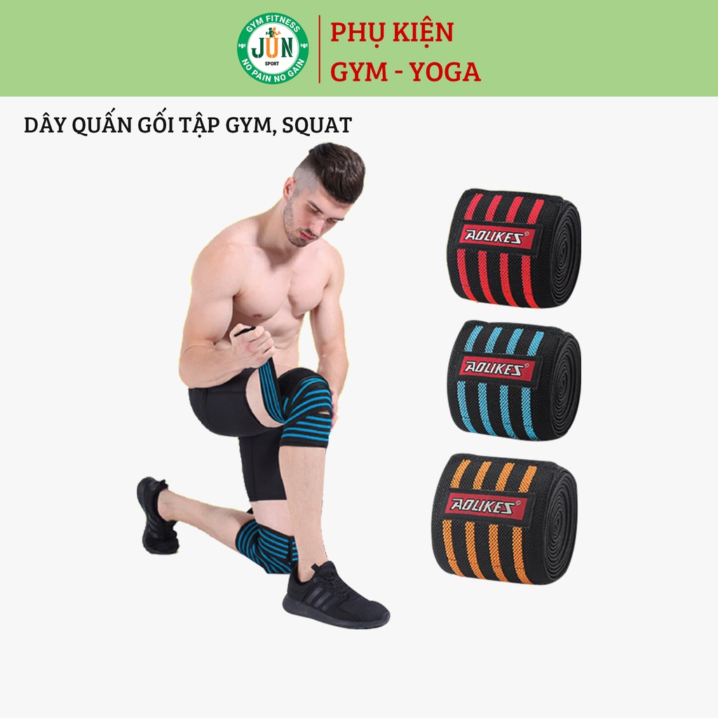 Dây Quấn Đầu Gối Tập GYM, Đai Gối Squat Aolikes Jun Sport size 180 x 8cm