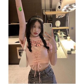 ÁO CROPTOP ĐAN DÂY HỒNG