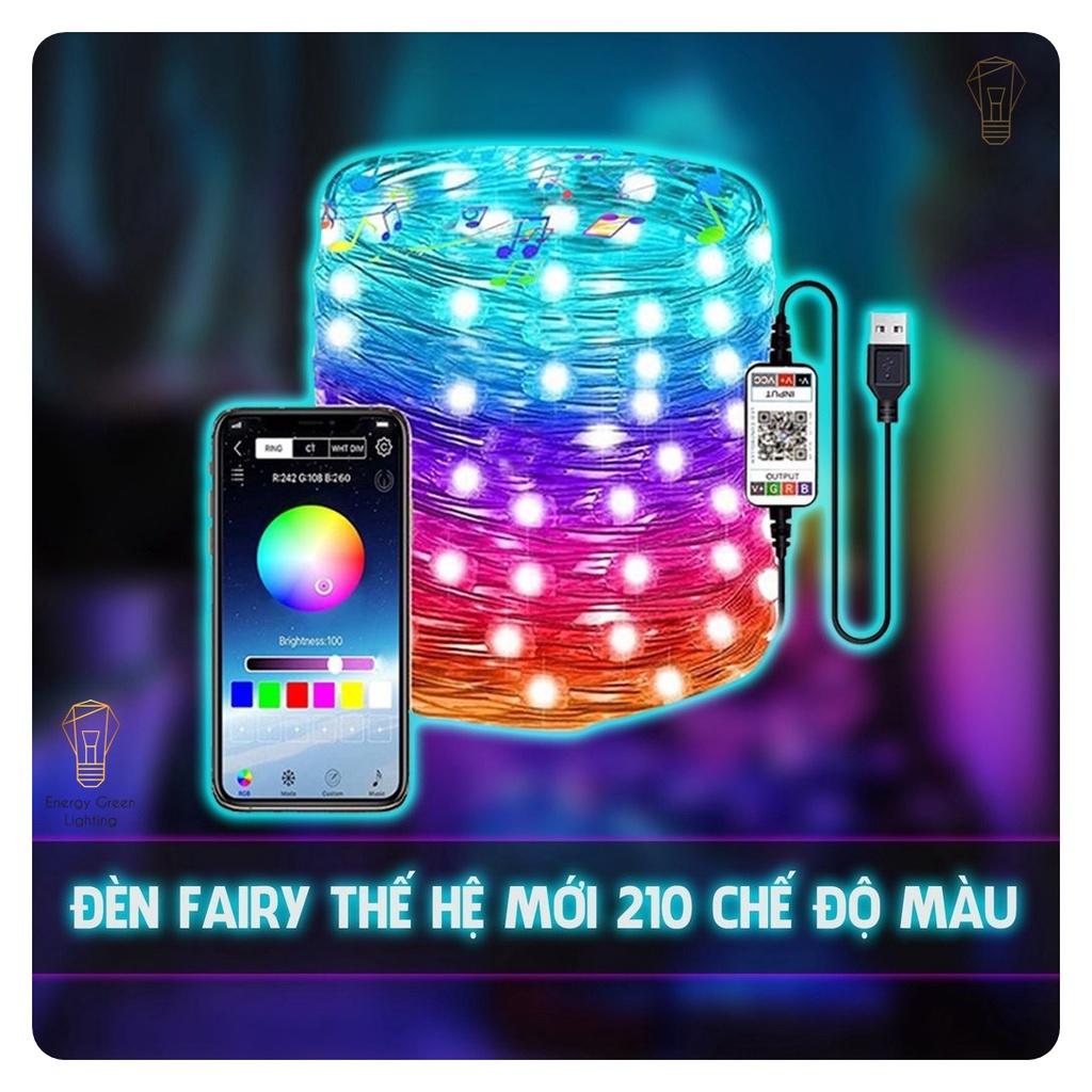 Đèn Fairy Light Energy Green Lighting 16 Triệu Màu DL-291 - Điều Khiển APP Điện Thoại - Dây Led Nháy Đuổi Decor Phòng