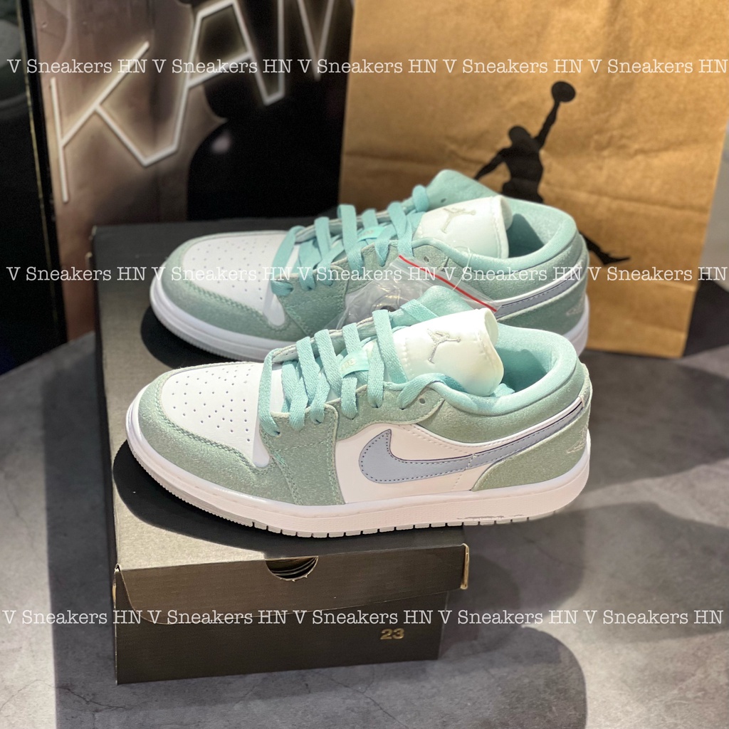 Giày Thể Thao Air Jordan 1 Low Turbo Green/ Giayf Thấp Cổ Xanh Mint Vệt Xám