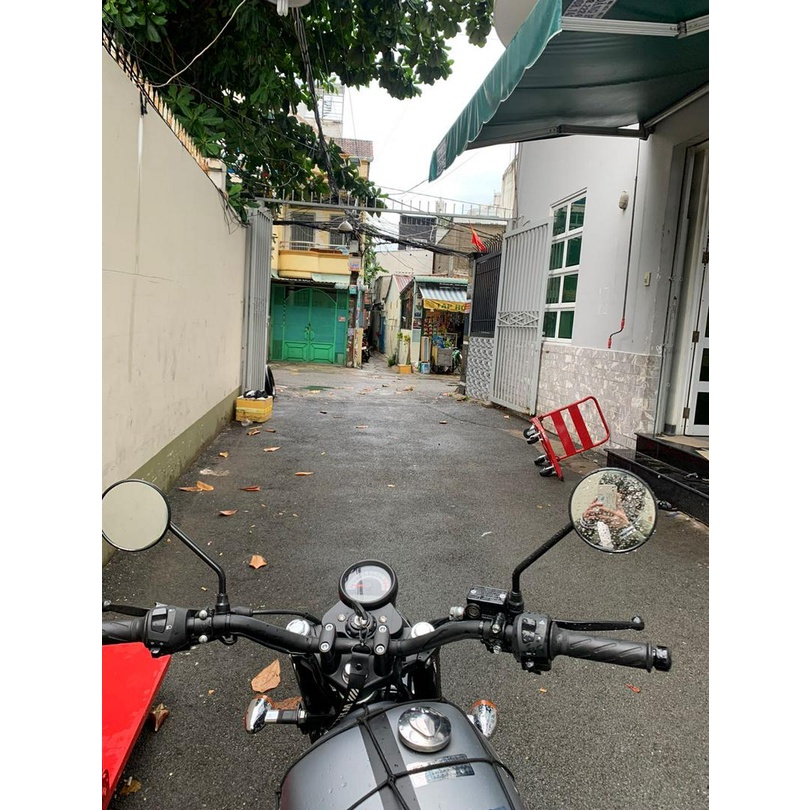 Gương chiếu hậu tròn classic cafe Racer chân ốc 10mm cao 30cm