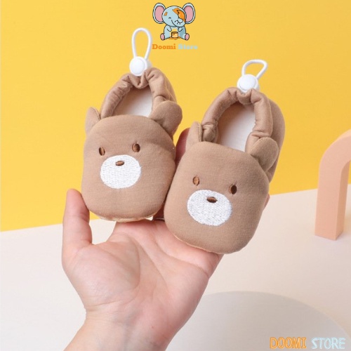 Giày Tập Đi Cotton Hình Gấu Nâu Siêu Đáng Yêu Cho Bé Từ 0-1 tuổi Doomi Store - SP269