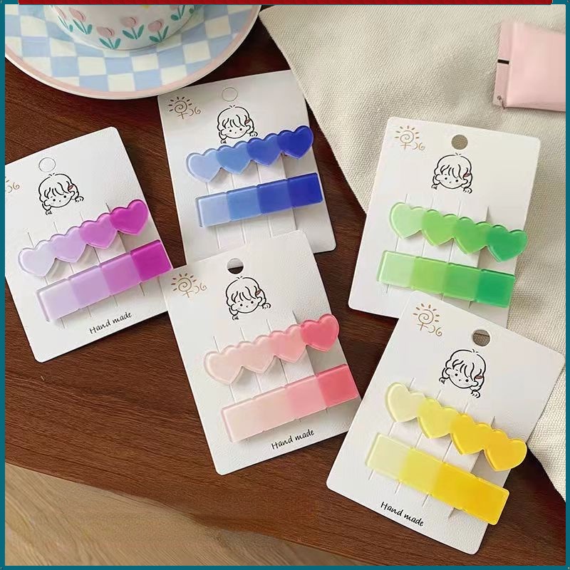 Kẹp Tóc Mỏ Vịt Hình Vuông Màu Sắc Kẹo Ngọt Phong Cách Hàn Quốc