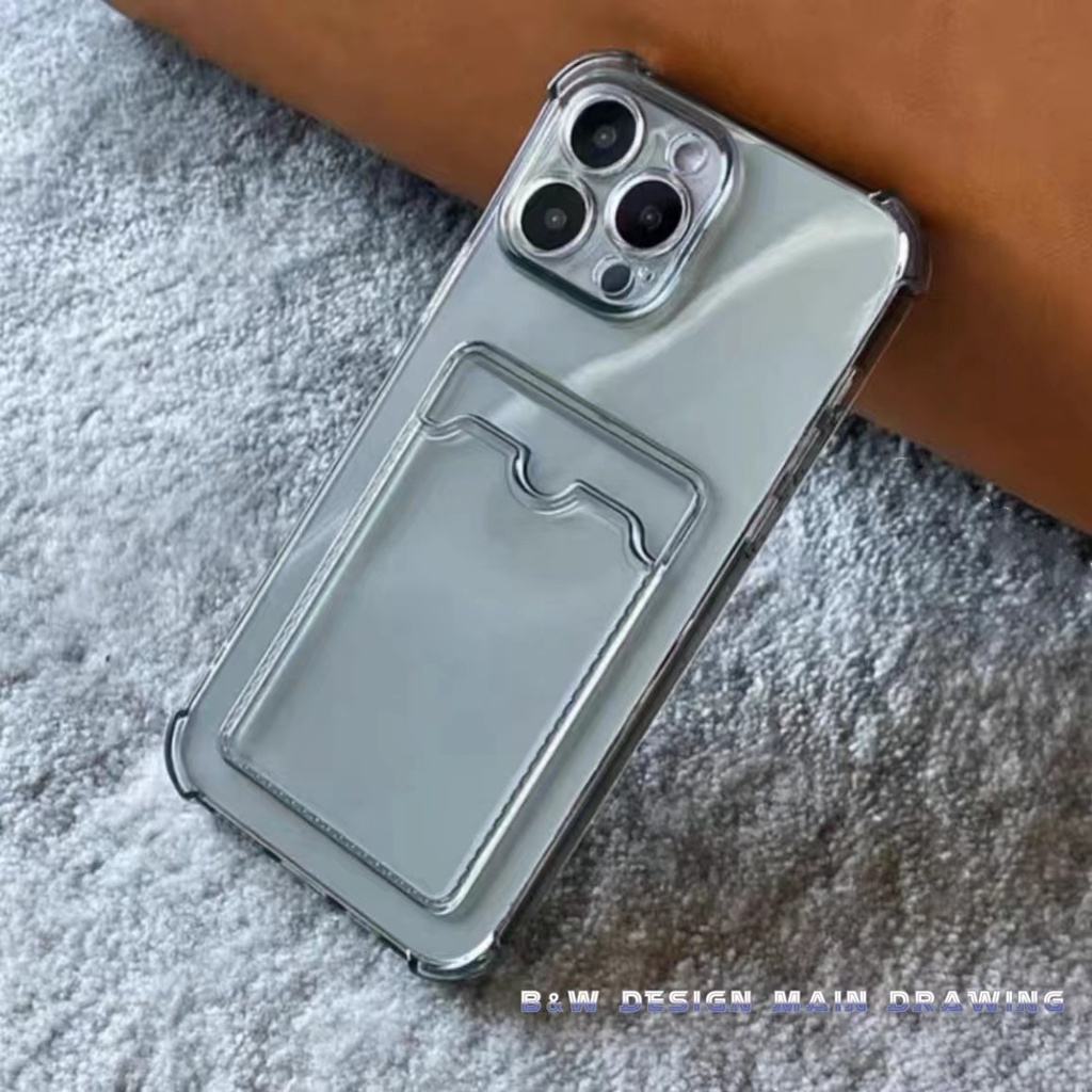 Ốp Điện Thoại TPU Mềm Trong Suốt Siêu Mỏng Có Ngăn Đựng Thẻ Cho iPhone 14 13 12 11 Pro MAX XR IX XS MAX 7 8 Plus