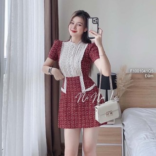 Đầm xòe dạ pha ren QC! chuẩn dáng hàng sẵn giao ngay