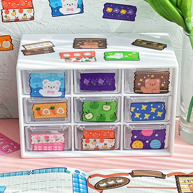 Sticker Trang Trí Dạng Miếng Washi Dùng Trang Trí Sổ, Lưu Bút, Bìa Sách Dễ Thương (Set 40 Miếng Rời)