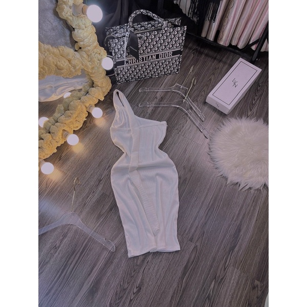 Đầm Body Gân 1 Vai , Dáng Ôm Ngắn Tôn Dáng