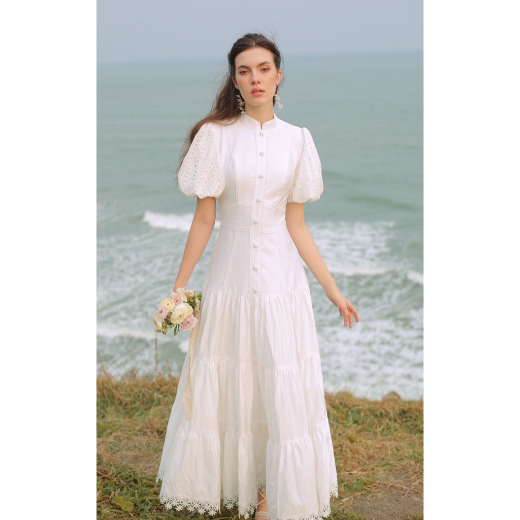 SÒ VINTAGE - LIELA đầm maxi phối ren tay phồng