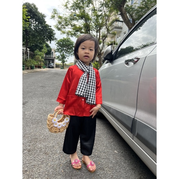 Bộ Bà Ba màu Đỏ Vàng Hồng cho bé gái từ 7-20kg SamGau Shop