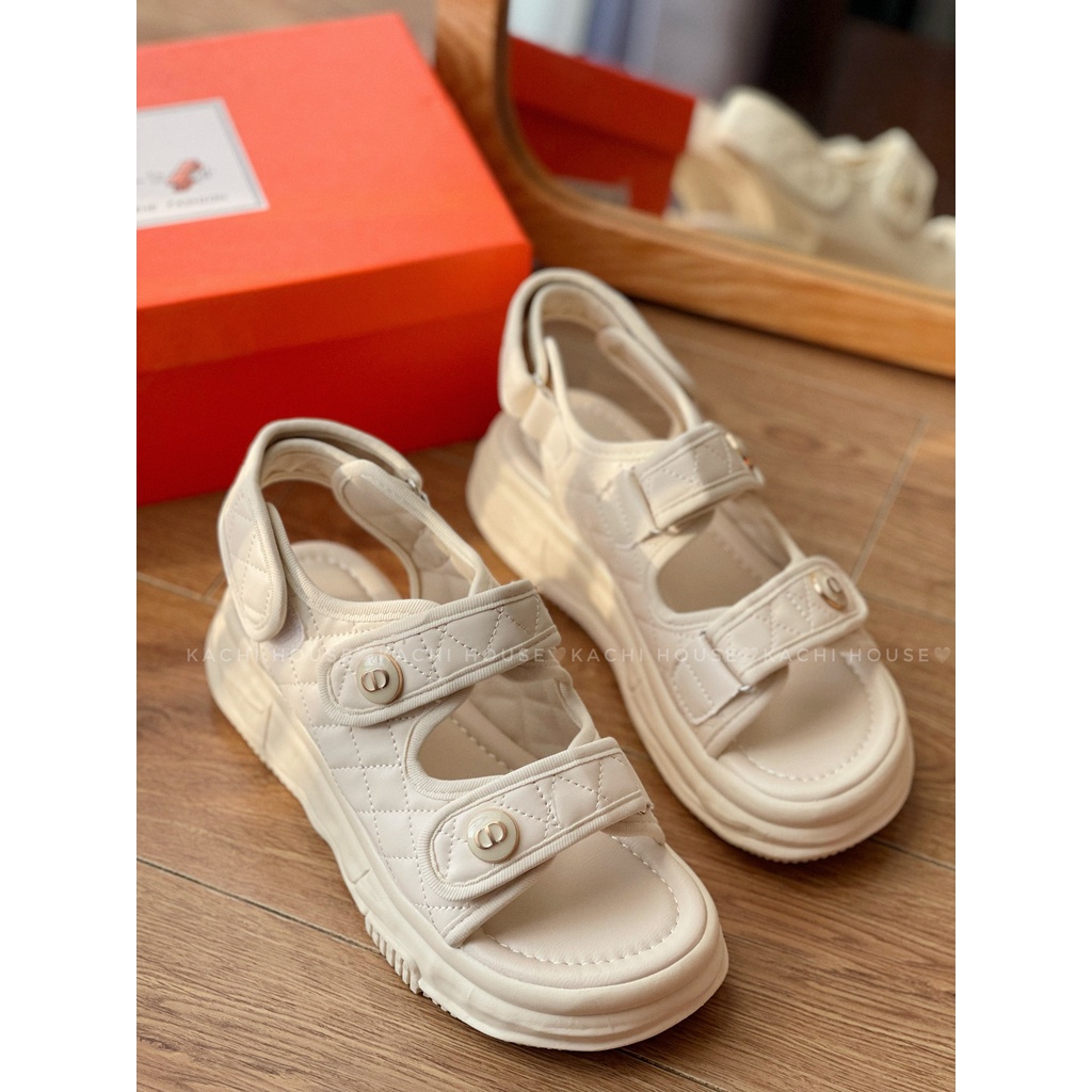 Sandal trần chỉ 2 quai dán chữ A526- kachi House