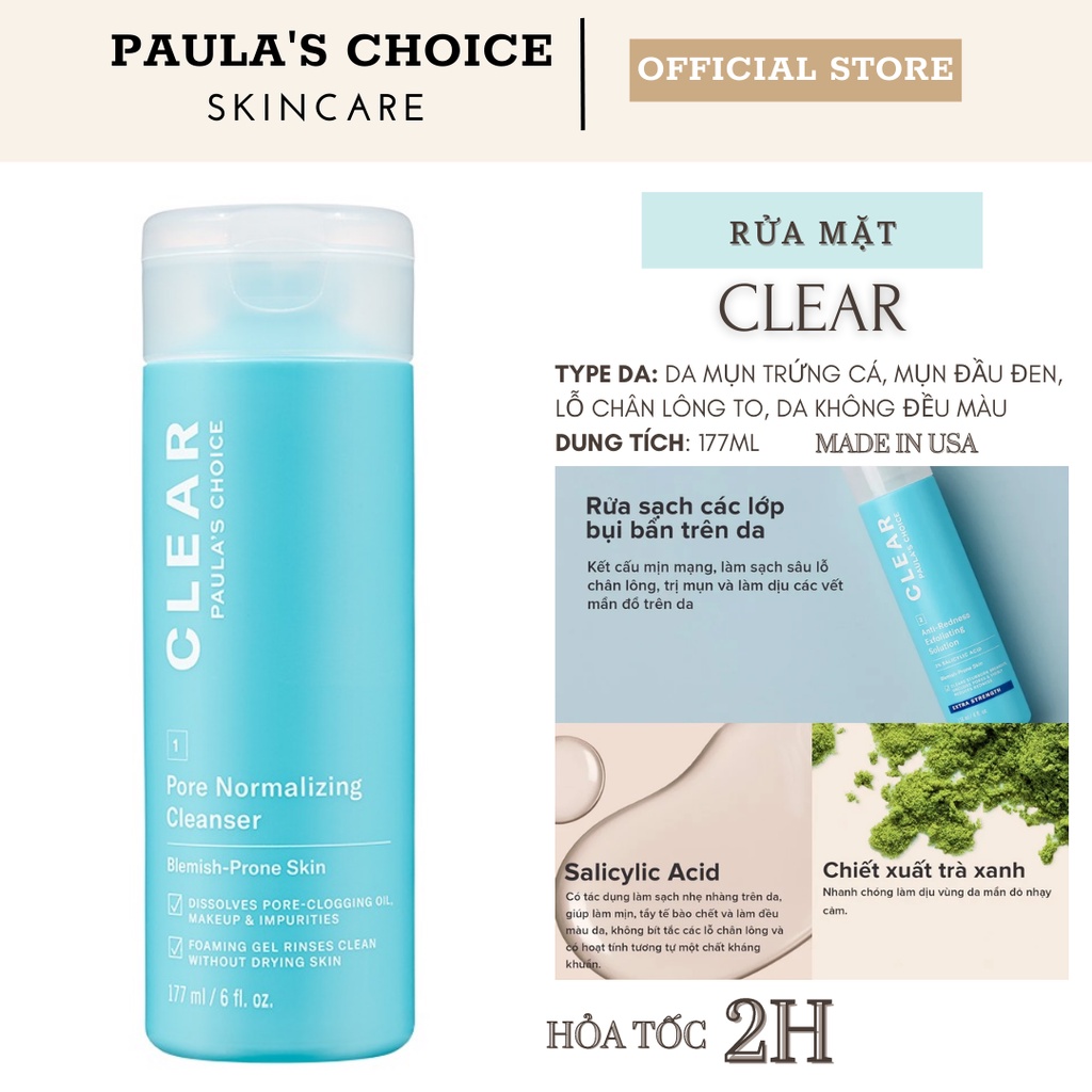 Sữa Rửa Mặt Cho Da Mụn – PAULA’S CHOICE Clear Pore Normalizing Cleanser