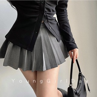 Chân váy xếp li dáng ngắn có vạt phủ phía sau CV105 chữ A lưng cao DoA preppy mini skirt