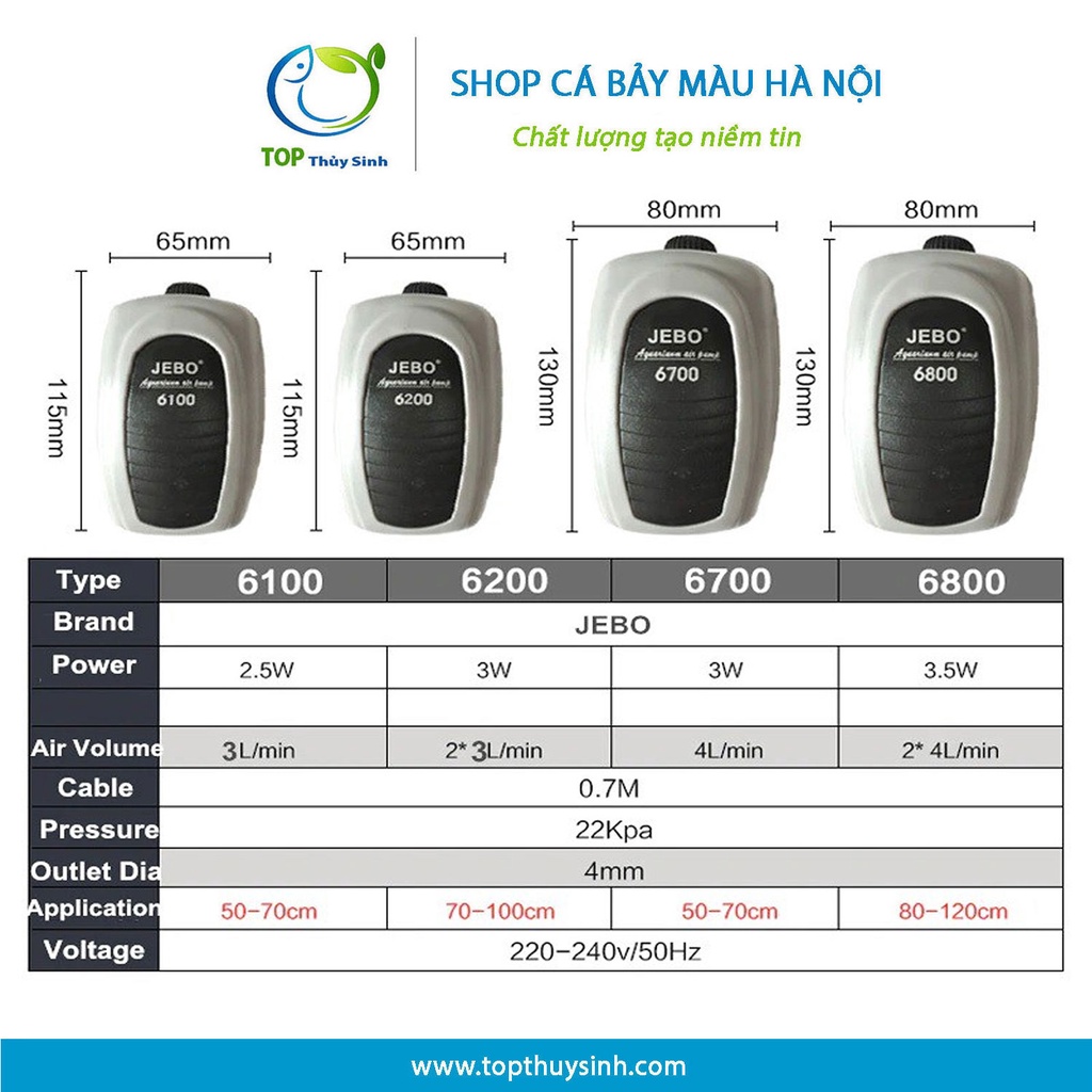 Máy sủi oxy cao cấp siêu êm JB-6100 | JB-6200 | JB-6700 | JB-6800