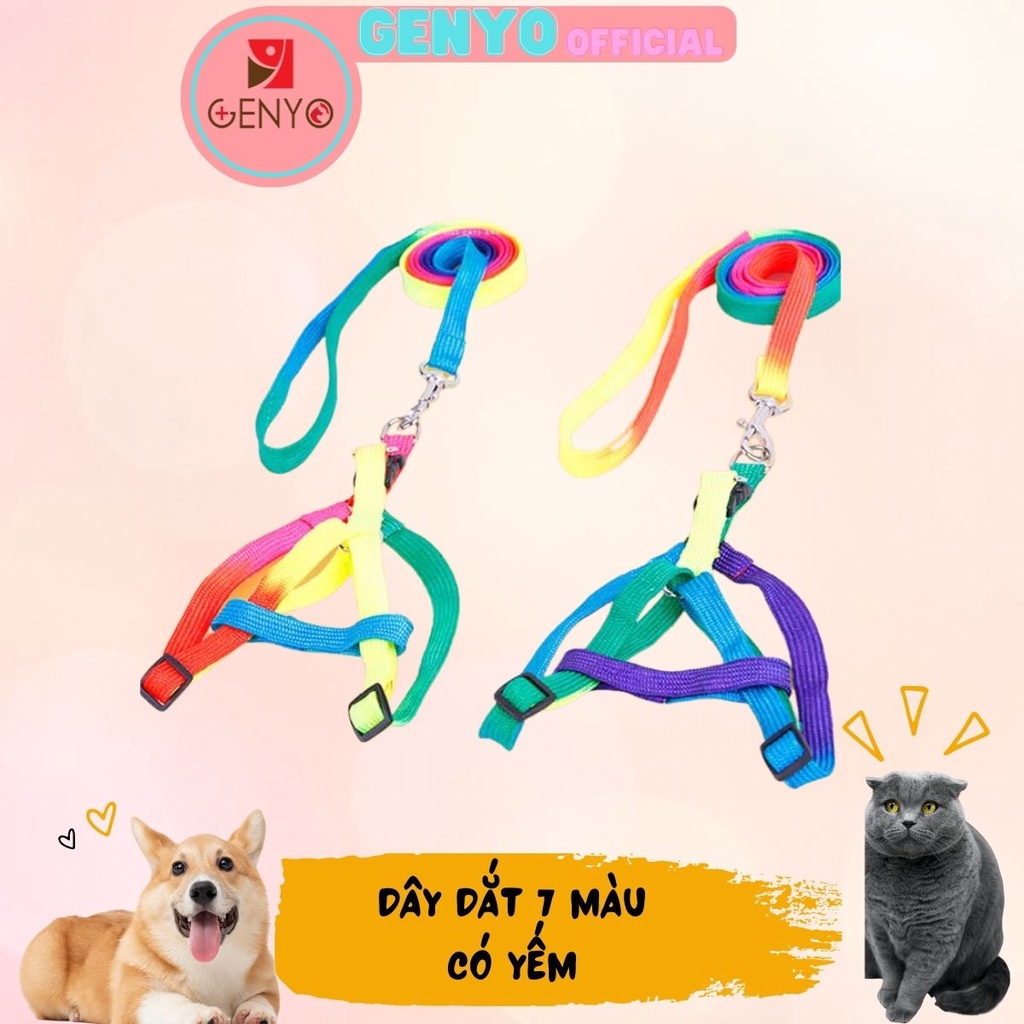 Dây dắt nhỏ 7 màu + Tặng kèm yếm - Dây dắt 003 Genyo pet carre